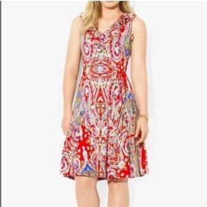Lauren Ralph Lauren 100% cotton Paisley Ruffled Collar dress size L